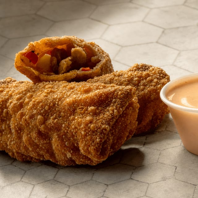 Two (2) Teriyaki Chicken Egg Rolls.