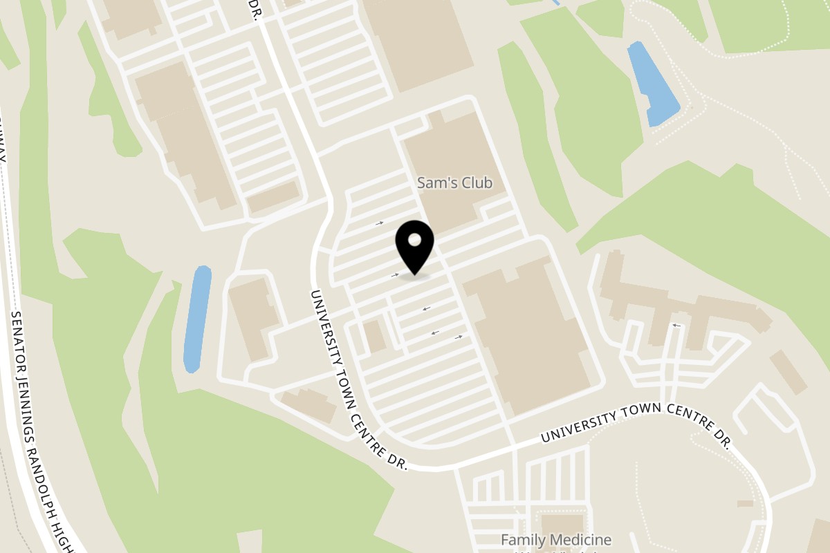 Map showing the location of Oryza Asian Grill University Town Centre on 5407 University Town Centre Dr in Morgantown